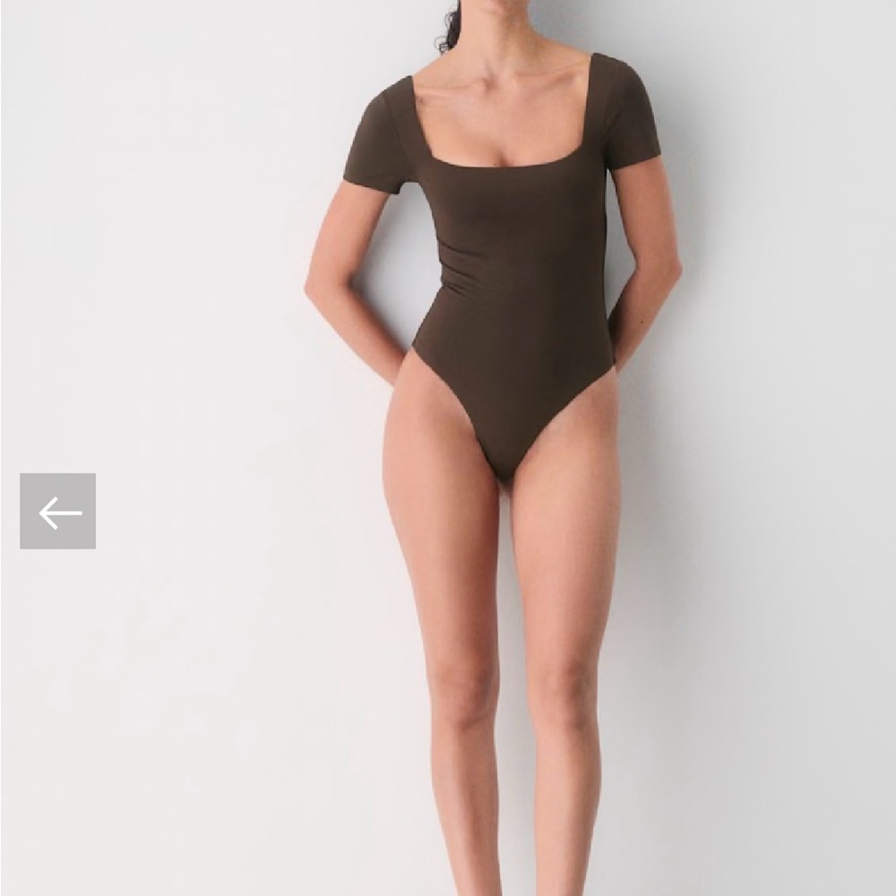 Aritzia Babaton Espresso Short Sleeve Bodysuit